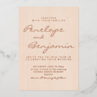 Minimalistische moderne Peach Script Hochzeit Rose