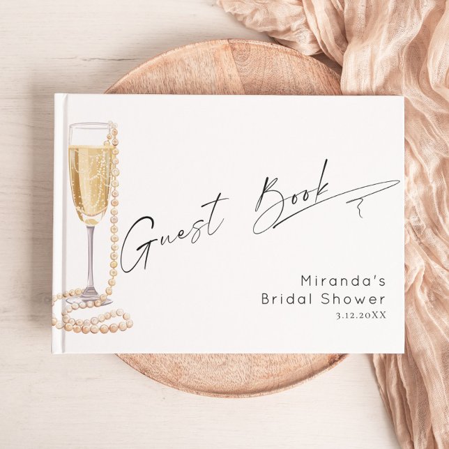 Minimalistische moderne Perlen und Prosecco Bridal Gästebuch (Von Creator hochgeladen)