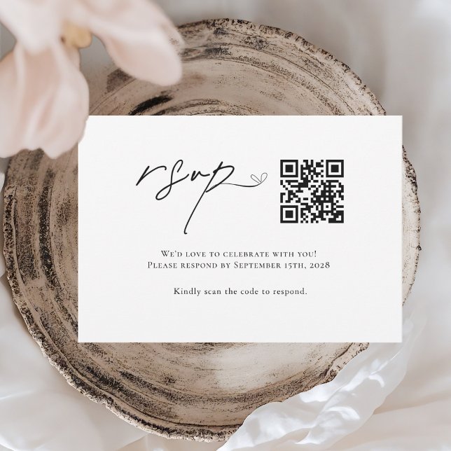 Minimalistische moderne QR-Hochzeit RSVP Karte (Von Creator hochgeladen)