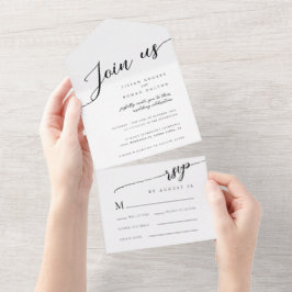 Minimalistische moderne Romantische Hochzeit All In One Einladung