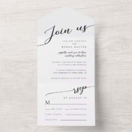 Minimalistische moderne Romantische Hochzeit All In One Einladung