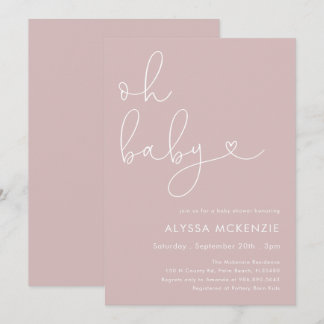 Minimalistische moderne rosa Babyparty-Einladung Einladung