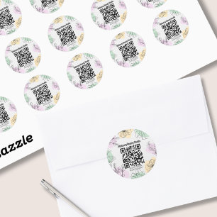 Minimalistische, moderne rosa goldgrüne Blumenlini Runder Aufkleber