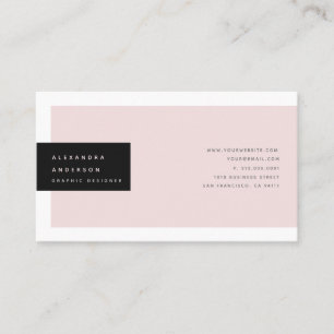 Minimalistische, moderne, rosa und schwarze Visite Visitenkarte