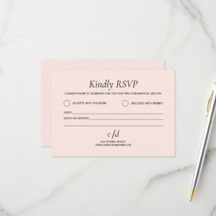 Minimalistische moderne rosafarbene Hochzeit RSVP Karte