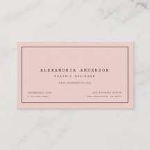 Minimalistische, moderne, rosafarbene Visitenkarte