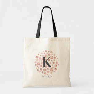 Minimalistische moderne Rosen-Gold-Monogramm-Tasch Tragetasche