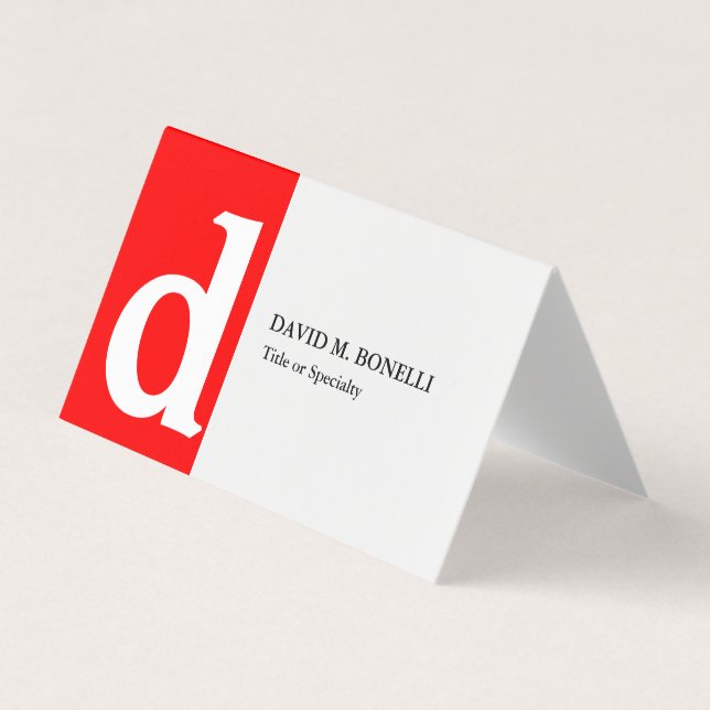 Minimalistische moderne rote Monogramm Visitenkarten (Vorderseite)