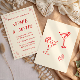 Minimalistische moderne rote Typografie-Hochzeit Einladung