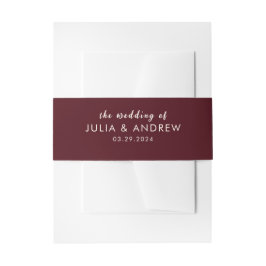 Minimalistische moderne Rotmaroon-Hochzeit im Herb Einladungsbanderole
