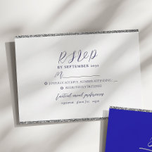 Minimalistische moderne Royal Blue Wedding RSVP Ca