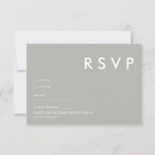 Minimalistische moderne RSVP-Karte Gray Wedding Einladung