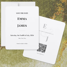 Minimalistische moderne Save the Date-Karte | QR-C