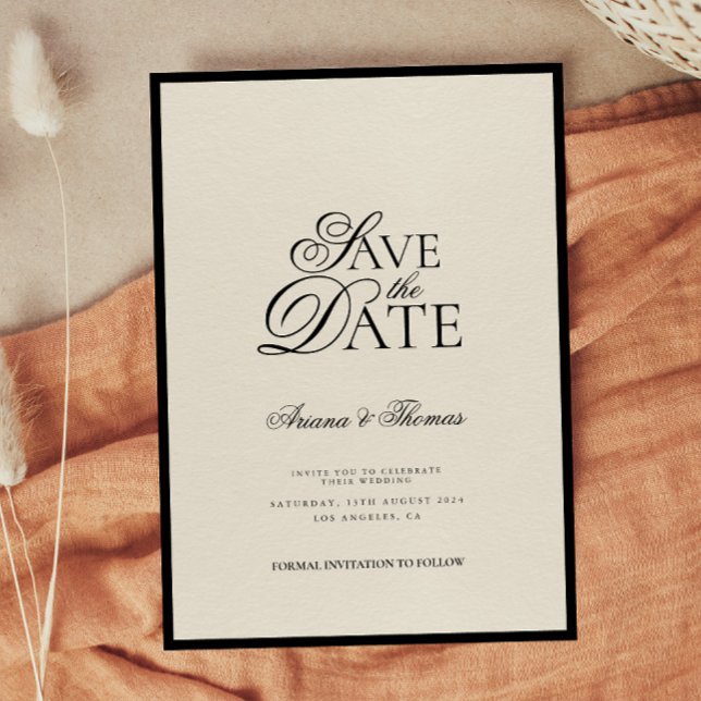 Minimalistische moderne Schrift Save the Date Hoch Einladung (Von Creator hochgeladen)