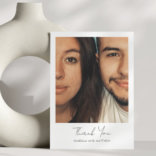 Minimalistische moderne Schriftfoto-Hochzeit Dankeskarte