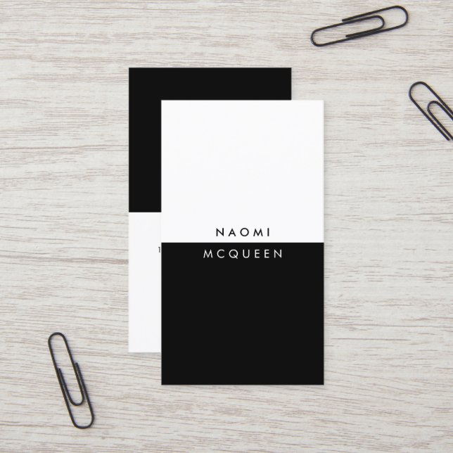 Minimalistische Moderne Schwarz und Weiß Einfach Visitenkarte (Vorderseite/Rückseite Beispiel)