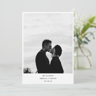 Minimalistische moderne Schwarz-Weiß-Elopement-Anz Ankündigung