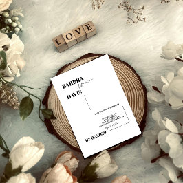 Minimalistische, moderne Schwarz-Weiß-Hochzeit Einladung