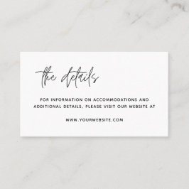 Minimalistische moderne Schwarz-Weiß-Hochzeitdetai Platzkarte