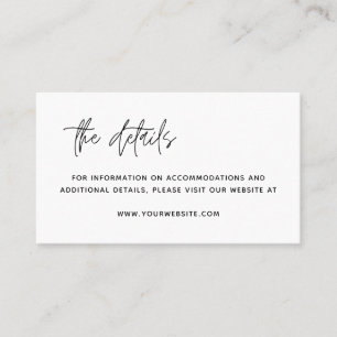 Minimalistische moderne Schwarz-Weiß-Hochzeitdetai Platzkarte