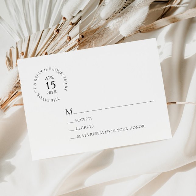 Minimalistische moderne Schwarz/Weiß-Hochzeitskart RSVP Karte (Von Creator hochgeladen)