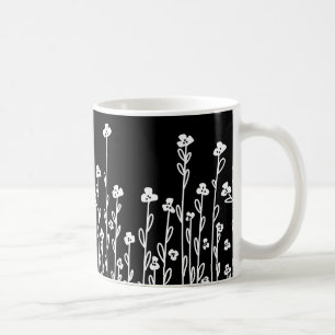 Minimalistische moderne Schwarz-weiße Doodblüte Kaffeetasse
