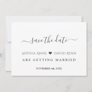 Minimalistische moderne Schwarz-weiße Hochzeit Save The Date