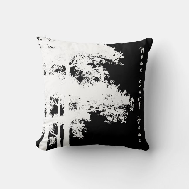 Minimalistische moderne Schwarz-weiße Silhouette Kissen (Vorderseite)