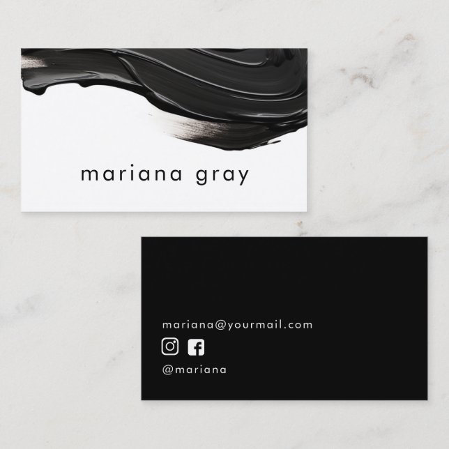 Minimalistische, moderne schwarze Farbe Visitenkarte (Vorne/Hinten)