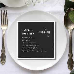 Minimalistische moderne schwarze Hochzeit interess Serviette