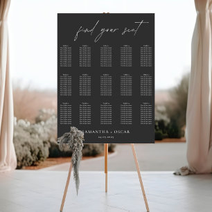 Minimalistische moderne schwarze Hochzeitstabelle Poster
