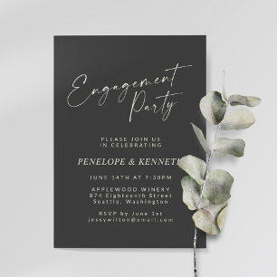 Minimalistische moderne schwarze Schrift Engagemen Einladung