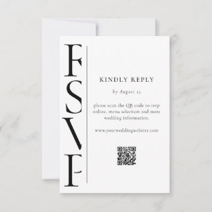 Minimalistische moderne schwarze und weiße Hochzei RSVP Karte