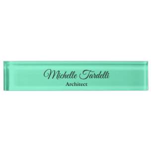 Minimalistische moderne Script-Kalligrafie Blue Gr Namensplakette
