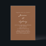 Minimalistische Moderne Siena - Braun-Script-Hochz Einladung<br><div class="desc">Minimalistische Einladung zur Hochzeitsfeier in Siena</div>