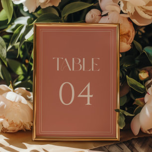 Minimalistische moderne staubige Rose und weiße Ho Tischnummer