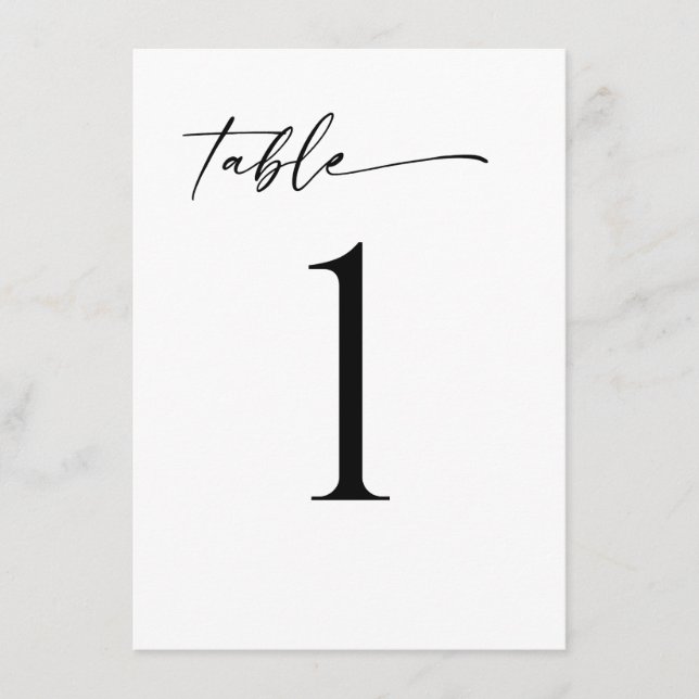 Minimalistische moderne Tischnummer (Vorderseite)