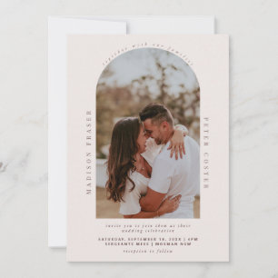 Minimalistische moderne Torbogen-Foto-Hochzeit Einladung