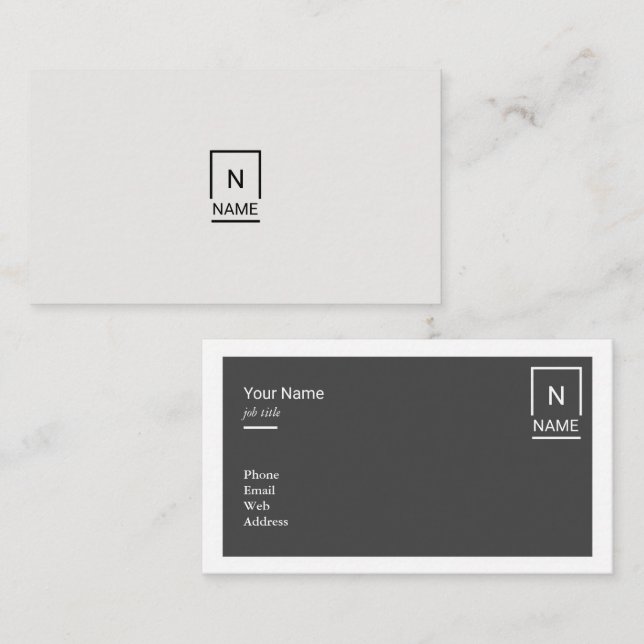Minimalistische moderne Trendy schwarze graue Visitenkarte (Vorne/Hinten)