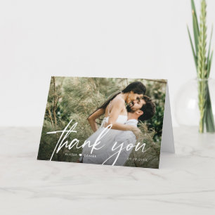 Minimalistische moderne Typografie 2 Foto Hochzeit Dankeskarte