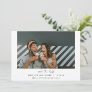 Minimalistische moderne Typografie Paar zwei Foto Save The Date