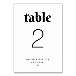 Minimalistische moderne Typografie. Schwarz-weiße Tischnummer
