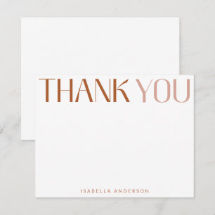 Minimalistische moderne Typografie Terracotta Name Dankeskarte