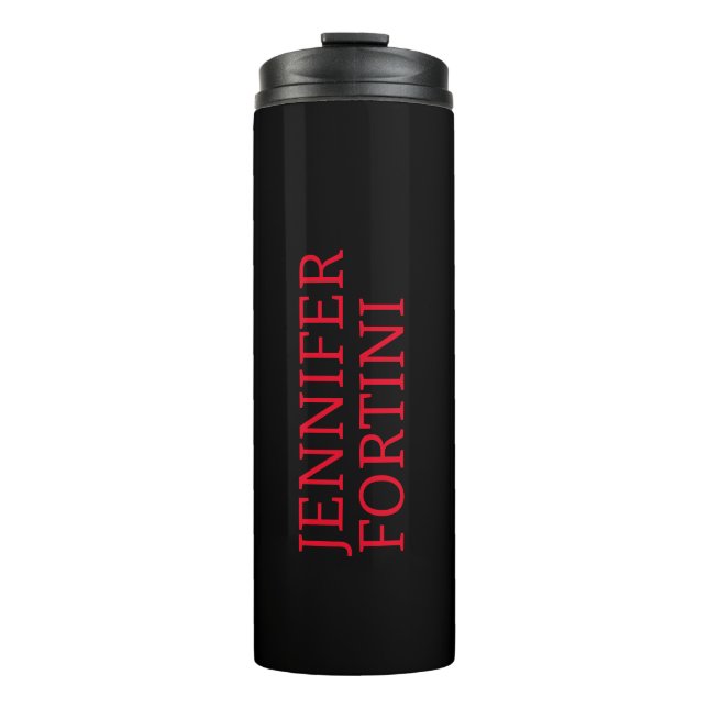 Minimalistische Moderne, um den Namen schwarz rot  Thermosbecher (Vorderseite)