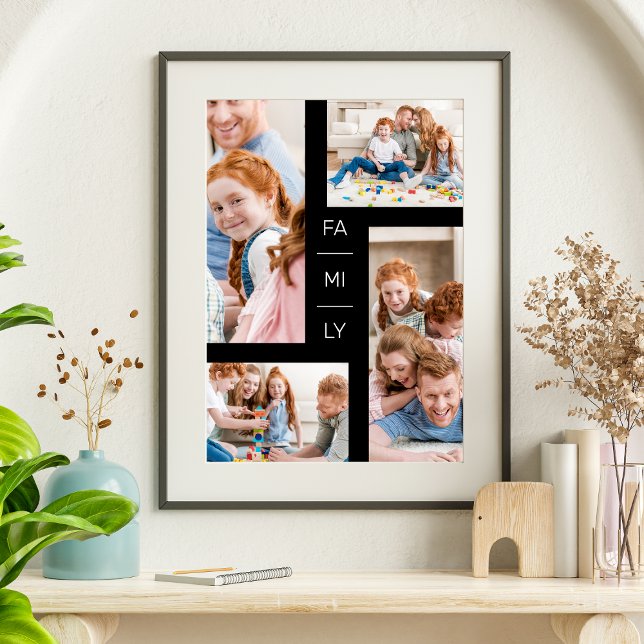 Minimalistische, moderne vier Fotos Collage Family Poster (Von Creator hochgeladen)