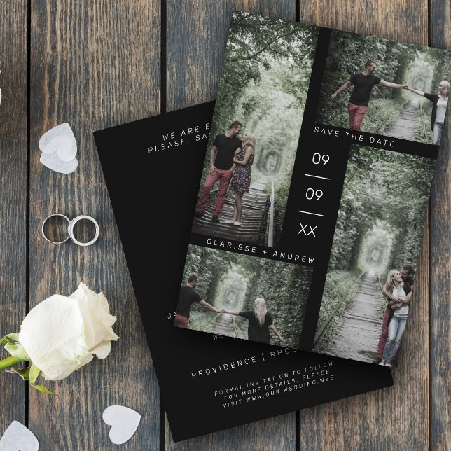Minimalistische moderne Vier-Fotos-Collage Wedding Save The Date (Von Creator hochgeladen)