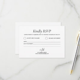 Minimalistische moderne weiße Hochzeit  RSVP Karte