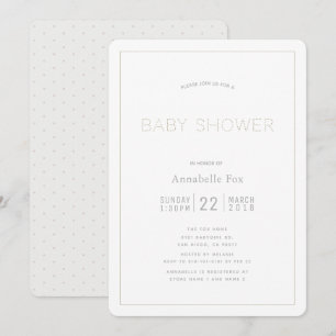 Minimalistische moderne White Baby Dusche Einladun Einladung