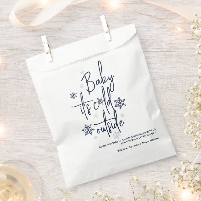 Minimalistische, moderne Winter Baby Boy Dusche Geschenktütchen (Ausgeschnitten)