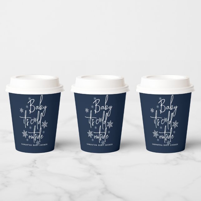 Minimalistische, moderne Winter Baby Boy Dusche Pappbecher (Multi)